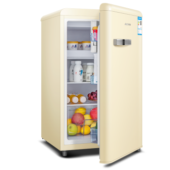 オックスク(AUX)復古ミニ1ドルール小冷蔵庫小型冷蔵冷凍保生寮家庭用エネネネB-112 A乳黄色